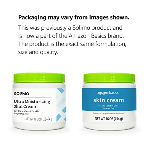 Amazon Basics Ultra Moisturizing Skin Cream for Dry & Sensitive Skin, Dermatologist Tested, Fragrance Free, Not Tested on Animals, Made in USA, 16 Ounce, 4-Pack (Previously Solimo)