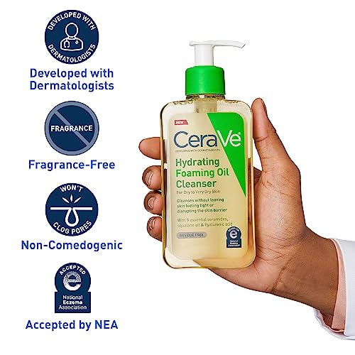 CeraVe Hydrating Foaming Oil Facial Cleanser with Hyaluronic Acid, 8oz