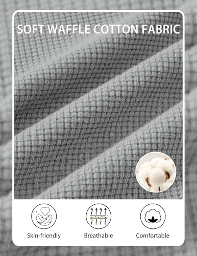COOFANDY Mens Lounge Shorts Summer Beach Sweat Shorts Elastic Waistband Casual Vacation Waffle Shorts Light Grey