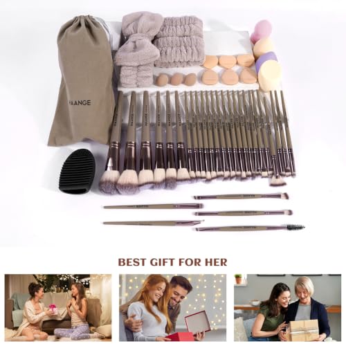 MAANGE Makeup Brushes 51 Pcs Makeup Kit, Multi-functional Makeup Tool Set with Makeup Brush Foundation Brush Make up Brushes Set Bag (Champagne)