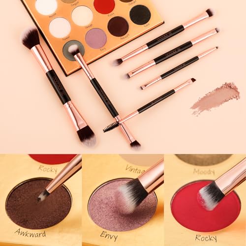 docolor 6 Piece Dual-Sided Eyeshadow Brushes - 12 Functions in 1 Set