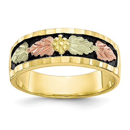 FB Jewels 10k Tri-color Black Hills Gold Mens Antiqued Ring Size 11