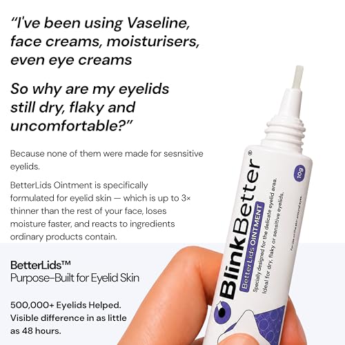 BlinkBetter BetterLids Eyelid Ointment for Dry, Itchy & Sensitive Eyelids – Deep-Moisturising Oat Complex with Shea Butter & Panthenol to Hydrate, Nourish & Soothe Delicate Eyelid Skin – 0.34 oz