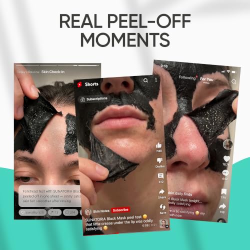 SUNATORIA Original Black Peel Off Face Mask – Charcoal Pore Mask – Helps Remove Excess Oil & Lift Away Surface Impurities – Botanical Extracts & Vitamins A, E, B5 – 2.04 fl oz