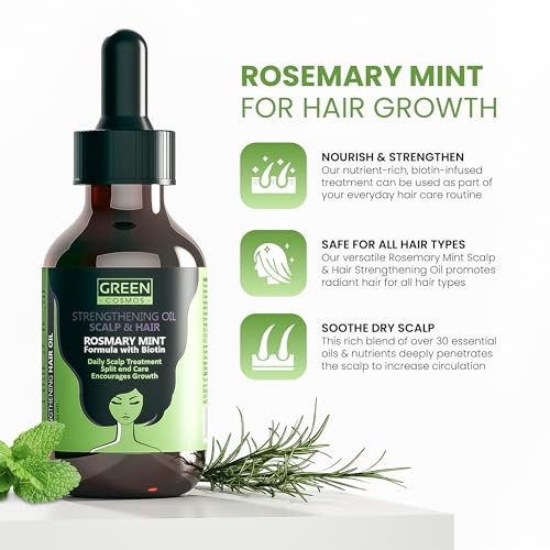 Rosemary Oil for Thinning Hair – Boosts Circulation, Relieves Itchy & Dry Scalp, Strengthens Hair & Eyebrow & Eyelash Health – Suitable for Men & Women, All Hair Types (60ml/2oz) (Pack of 1)