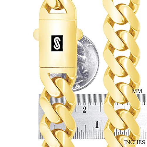 Nuragold 10k Real Yellow Gold Monaco 15mm Miami Cuban Chain Mens Bracelet - 8"