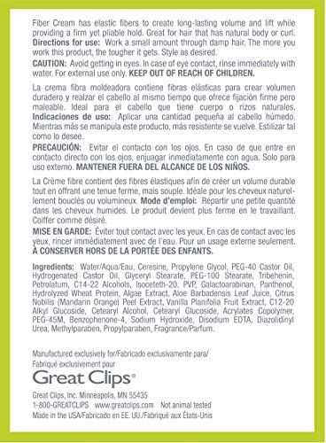 GREAT CLIPS Solutions Fiber Hair Cream 3.4oz