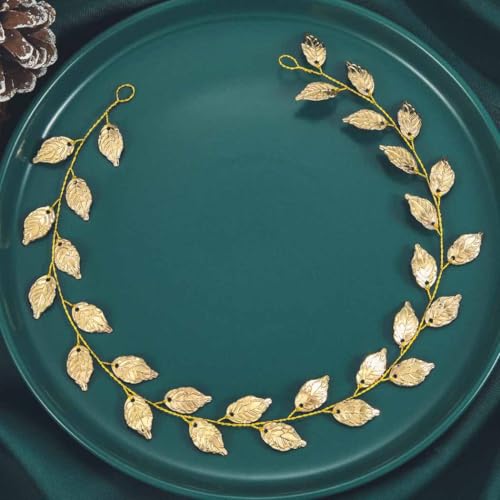 JAKAWIN Gold Wedding Hair Vine Leaf Bride Hair Piece Accessories for Women HV179 (Gold)