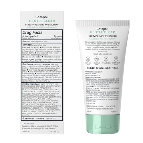 Cetaphil Gentle Clear Mattifying Acne Face Moisturizer, Salicylic Acid, 3oz