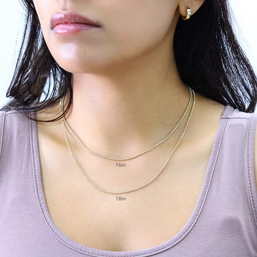 Nuragold 10K Real Yellow Gold Round Box 1.5mm Venetian Link Chain Necklace - 18"