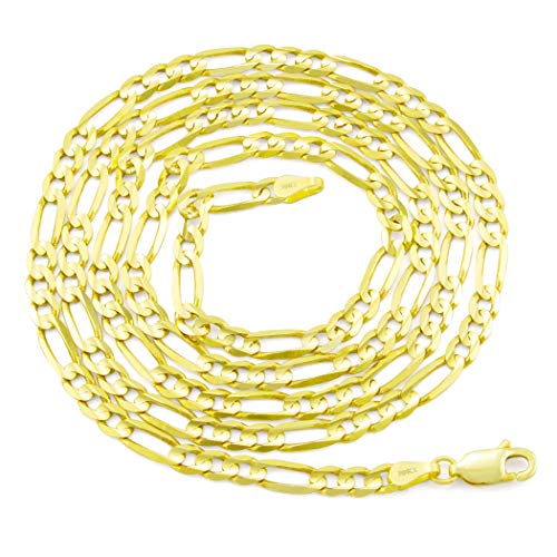 Nuragold 14k Real Yellow Gold Figaro Link 4.5mm Chain Bracelet (7"-9") - 7"