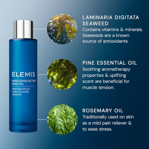 ELEMIS Active Body Concentrate Musclease 100ml, Revitalizing Massage Oil for Tired, Aching Muscles