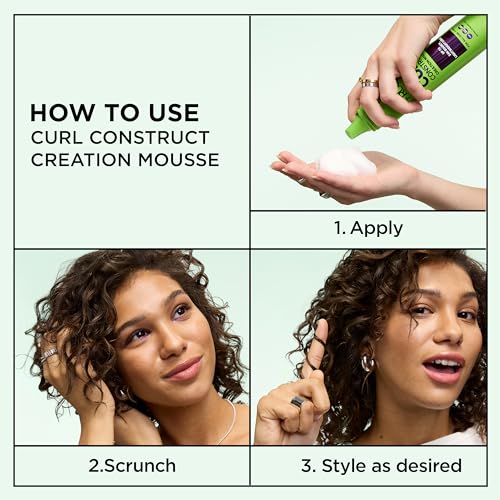 Garnier Fructis Curl Construct Creation Mousse, Curl Activator Provides Frizz Control, Long-Lasting Hold, and No Weigh-Down for Curly, Wavy, and Coily Hair, 6.8 oz (Packaging May Vary)