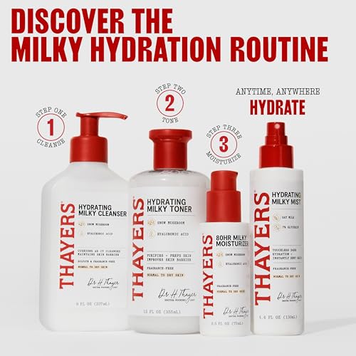 THAYERS Milky Mist with Oat Milk & 7% Glycerin, Facial Spray for Skin Barrier Repair & 24 Hour Hydration, Toner Spray Made for All Skin Types, Fragrance-Free, 4.4 fl oz