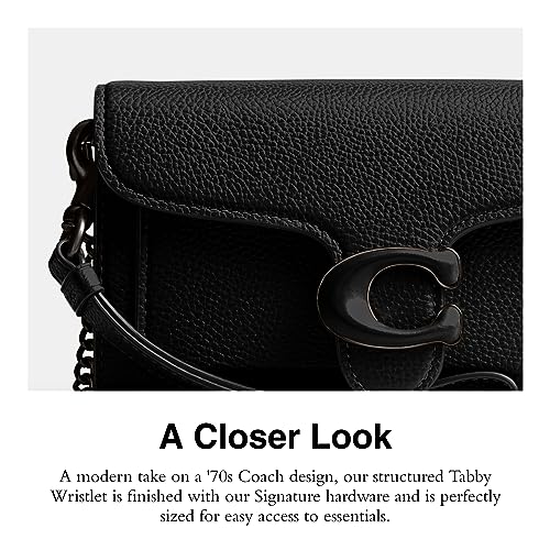 Coach Polished Pebble Tabby Wristlet, Black, One Size
