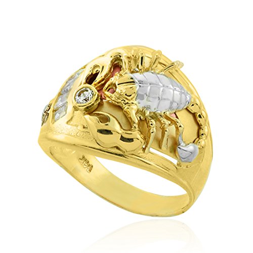 10K Multi-tone Gold Scorpion Men's CZ Ring (7)