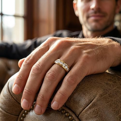 Pompeii 1Ct Diamond Channel Set Wedding Band Mens Ring 14k Yellow Gold Lab Grown - Size 10.5 (G/H,VS2-SI1)
