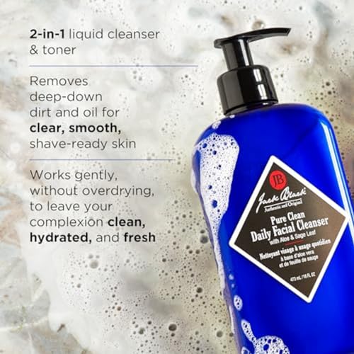 Jack Black Pure Clean Daily Facial Cleanser for Men - 2-in-1 Mens Facial Cleanser & Toner, 16 Fl Oz
