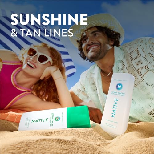 Native Mineral Sunscreen Lotion SPF 30, Pear & Coconut Water Scent, with 100% Mineral Zinc Oxide for Face & Body, Hawaii Compliant, Vegan, No White Cast - 7 oz