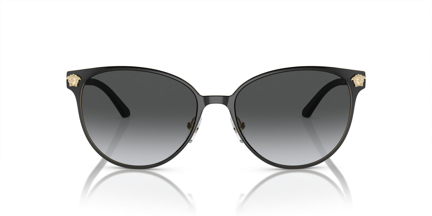 Versace Woman Sunglasses Black/Pale Gold Frame, Grey Gradient Lenses, 57MM