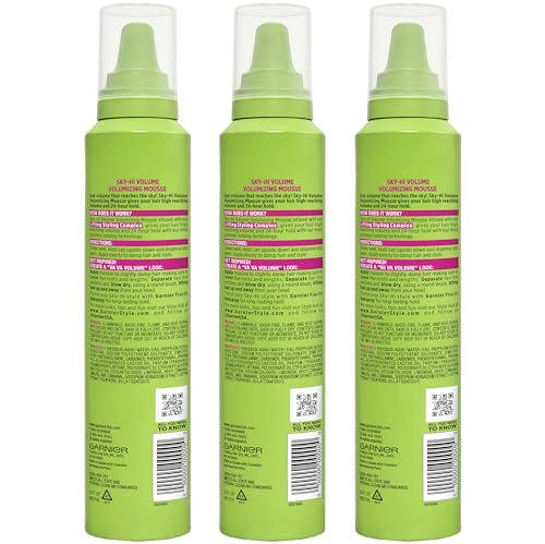 Garnier Fructis Style Sky-Hi Volume Mousse, Extreme Hold, 6.4 Oz, 3 Count (Packaging May Vary)
