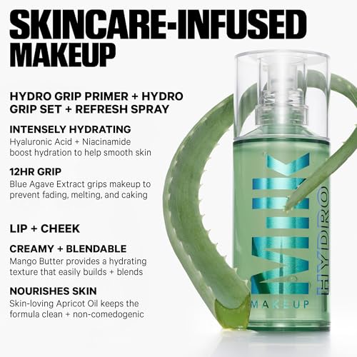 Milk Makeup Mini Must-Haves Set – Includes 12HR Hydrating Face Primer (.33oz) + 12HR Setting Spray for Gripping Makeup (1.69oz) and Multi-Use Cream Blush Stick + Lip Color in Werk (Dusty Rose, 0.10oz)