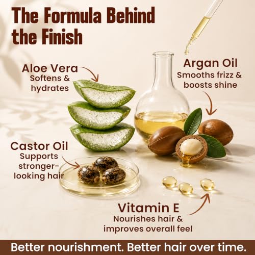 HerStyler Castor Oil Hair Serum - with Argan Oil, Vitamin E, Aloe -2 Fl Oz
