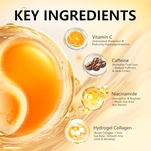 Aeryea Vitamin C & Caffeine Under Eye Patches for Men & Women 30 Pairs