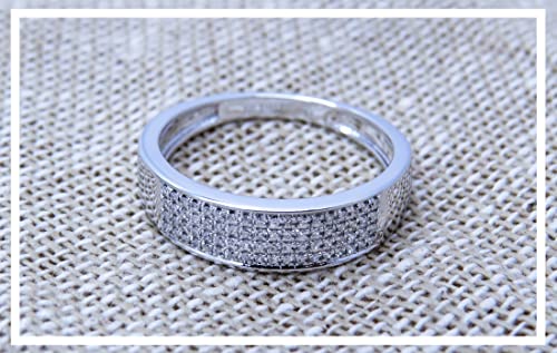 Dazzlingrock Collection 0.15 Cttw 10K Round Diamond Men's Micro Pave Wedding Anniversary Band, Solid White Gold, Size 10