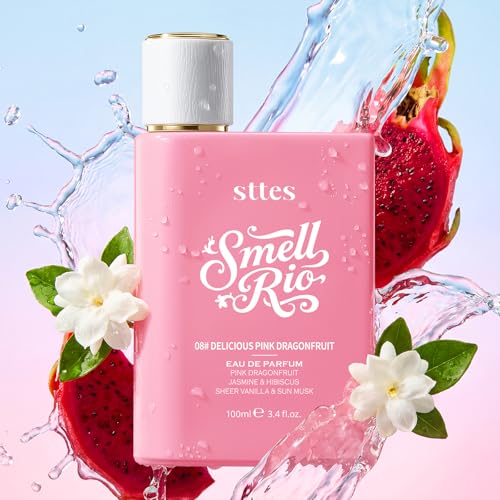 Sttes Smell Rio 08# (Delicious Pink Dragonfruit) Eau de Parfum for Women, Fruity Floral Perfume with Pink Dragonfruit, Lychee, Jasmine, Hibiscus, Vanilla & Sun Musk, 100ml/3.4 Fl Oz