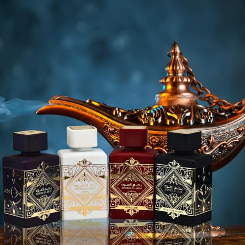 Lattafa Perfumes Bade'e Al Oud for Unisex 4 Piece Eau de Parfum Gift Set (Oud for Glory + Sublime + Amethyst + Honor & Glory) 3.4 Ounce/100 ml each