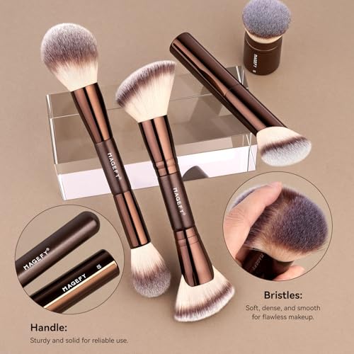 MAGEFY Makeup Brushes 26-in-20 Professional Makeup Brush Set Double-End Make Up Brushes for Powder Concealers Eye Shadows Blush Contour Foundation Brushes with Case