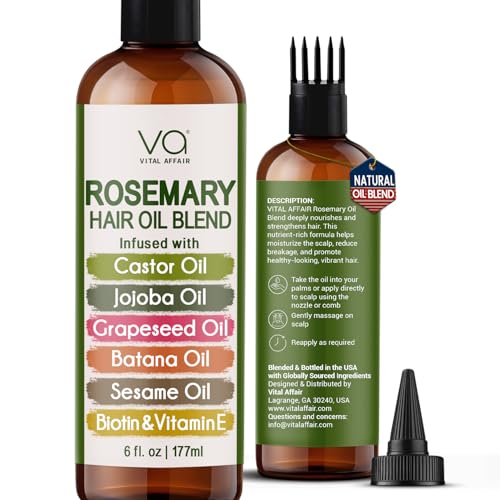 Blend Of Pure Rosemary Oil For Hair Growth 6 Fl Oz With Castor, Batana Oil