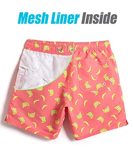 maamgic Mens Swim Trunks Quick Dry Swim Shorts with Mesh Lining Funny Swimwear Bathing Suits Banana Small