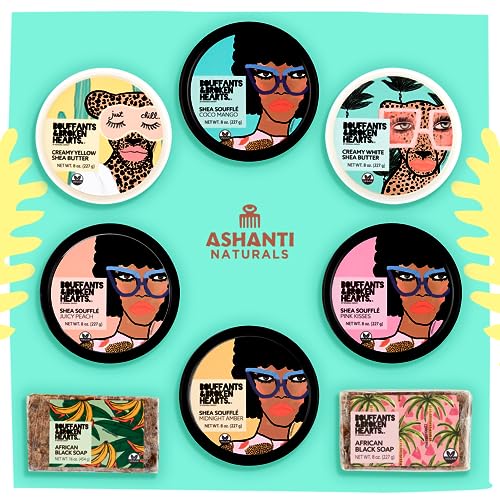 Ashanti Naturals Scented Whipped Shea Butter for Skin | Moisturizing African Raw Shea Butter, Almond Oil and Coconut (Juicy Peach Souffle, 8oz)