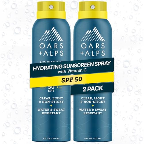 Oars + Alps SPF 50 Body Sunscreen Spray, Clear + Lightweight, 2pk, 6oz
