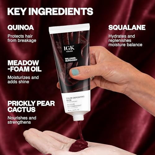 IGK Williams Burgundy Hair Gloss + Semi-Permanent Depositing Mask, 6 Oz