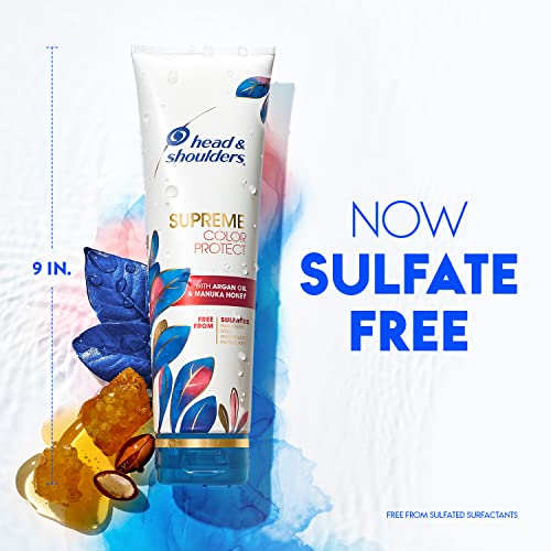 Head & Shoulders Anti-Dandruff Shampoo and Conditioner Set, Supreme Color Protect, 1% Pyrithione Zinc, Sulfate-Free, Argan Oil and Manuka Honey, 11.8 fl oz & 9.4 fl oz