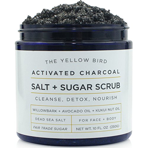 Activated Charcoal Face & Body Scrub – Natural Deep Cleansing Exfoliator for Smooth, Soft Skin – Gentle Salt & Sugar Scrub for Armpit & Foot Detox – For Men & Women – Made in USA