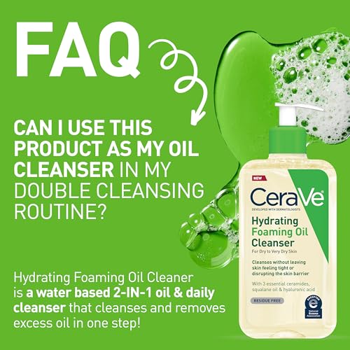 CeraVe Hydrating Foaming Oil Facial Cleanser with Hyaluronic Acid, 8oz