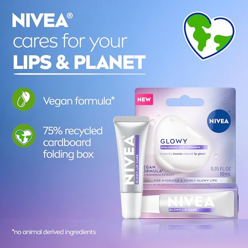 NIVEA Glowy Lip Care with Hyaluronic Acid and Vitamin E, 0.35 OZ