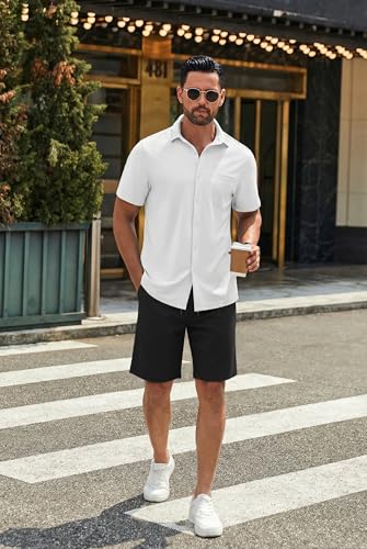 COOFANDY Mens Shorts Casual Summer Beach Vacation Classic Fit Stylish Cotton Dress Shorts with Pockets A-Black