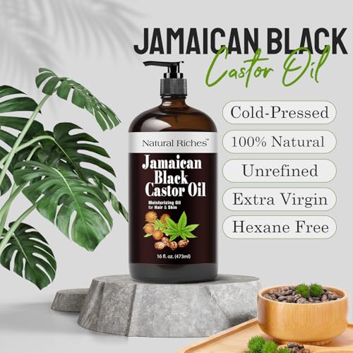 Jamaican Black Castor Oil 16 Fl Oz Glass Bottle Hair Growth Oil