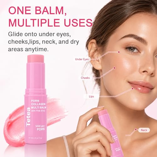 Tetea PDRN Pink Collagen Multi Balm Stick & Under Eye Patch Set, 0.32 oz