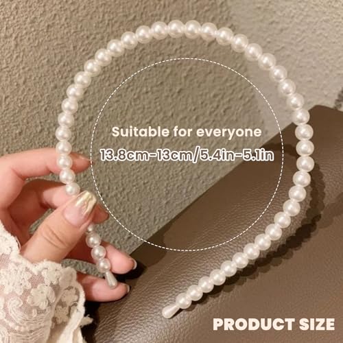 YONOY Pearl Headbands for Women, White Faux Pearl Hair Accessories, Dainty Bling Hairbands, 6 Pack, Perfect for Wedding Events
