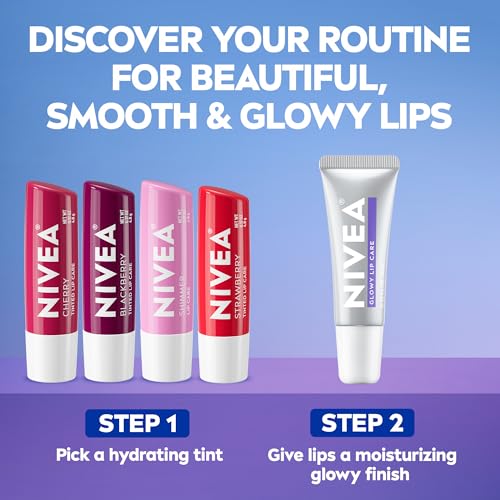 NIVEA Glowy Lip Care with Hyaluronic Acid and Vitamin E, 0.35 OZ