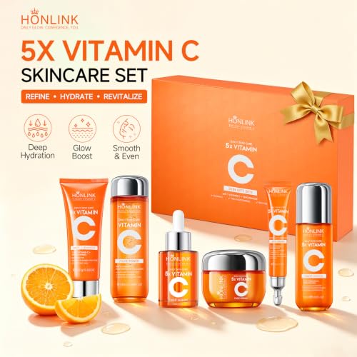 HONLINK Vitamin C Skincare Set for Women, 6-Step Face Care Routine