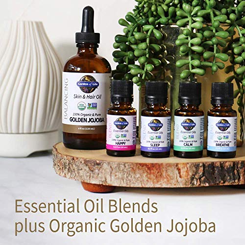 Garden of Life Jojoba Oil 100% Organic & Pure Golden Jojoba Oil for Hair, Skin and Face - Cold Pressed Body Oil, Massage, or Use as a Carrier Oil for Making Lip Balms & Body Butters, 4 fl