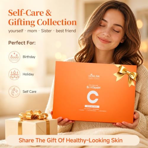 Vitamin C Niacinamide Skincare Set, Daily Facial Care Routine with 6-Piece