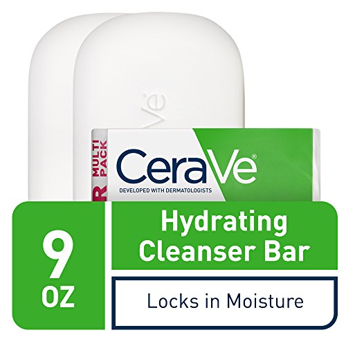 CeraVe Hydrating Cleanser Bar, Soap-Free Body and Facial Cleanser with 5% Moisturizing Cream, Fragrance-Free, 2-Pack, 4.5 Ounce Each